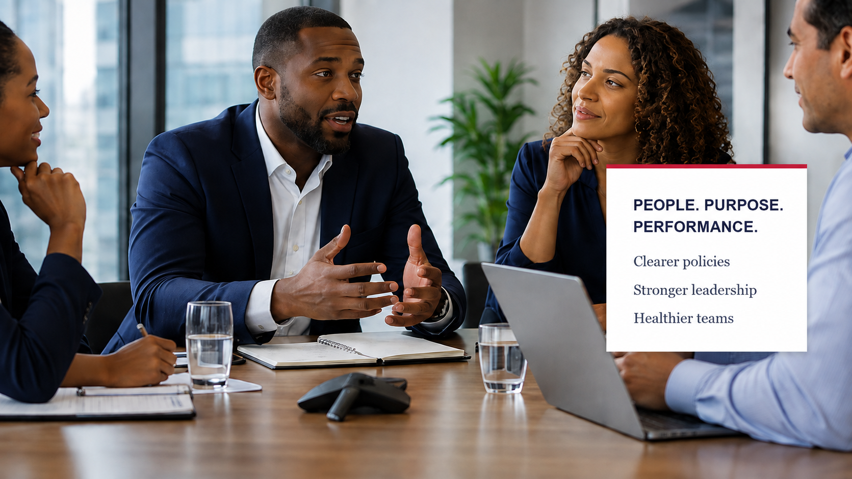 Senior leaders in an HR advisory meeting